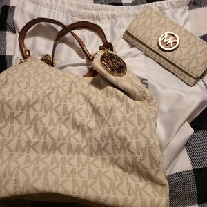 Michael Kors Beige Signature Tote Bag